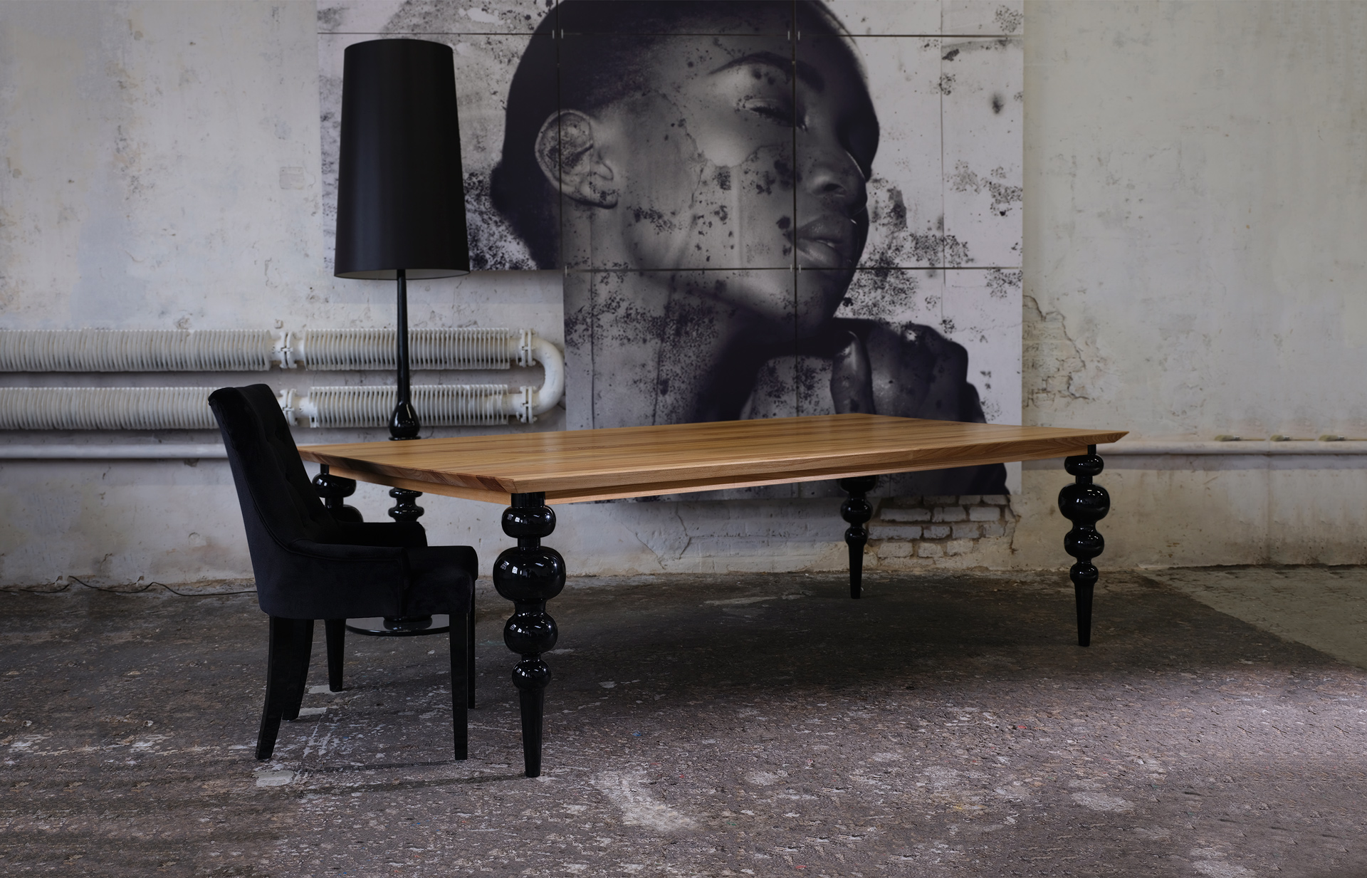 big elegant wooden table chair